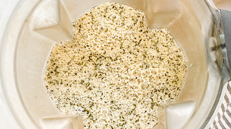 Homemade Hemp Seed Milk hemp seeds in blender