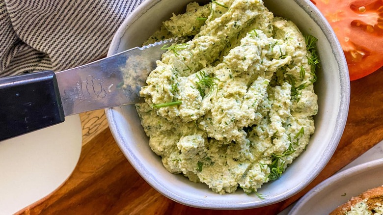 plant-based cream cheese in bowl