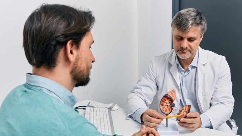 doctor explaining effect of radiation on kidneys