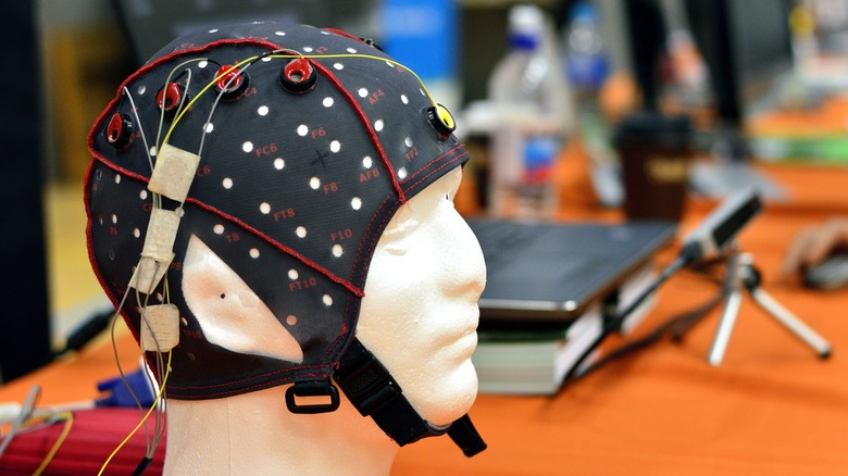 EEG cap on mannequin head