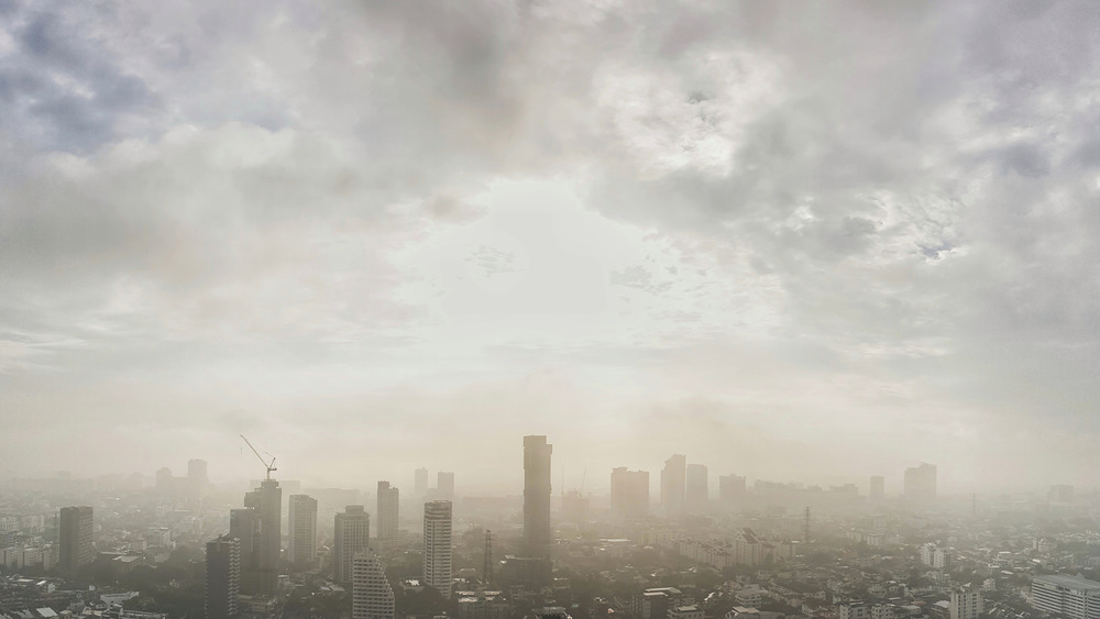 View of Bangkok showing air pollution