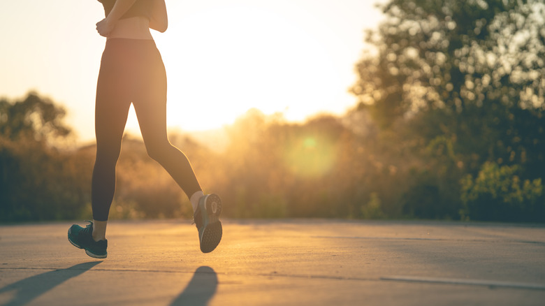 Woman running outside