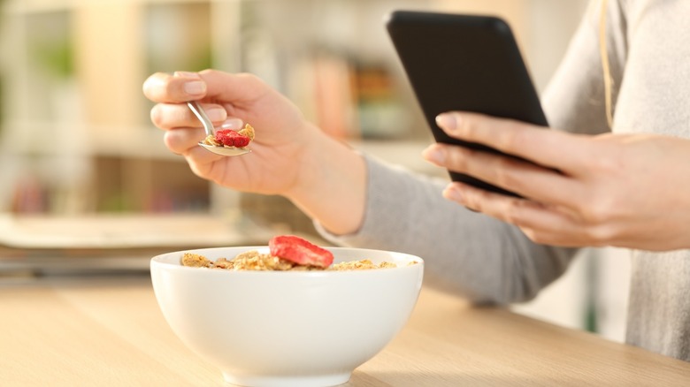 woman monitoring calories