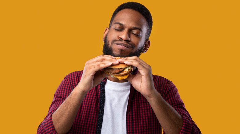 Man eating a burger