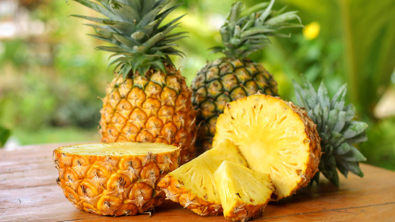 pineapples on table