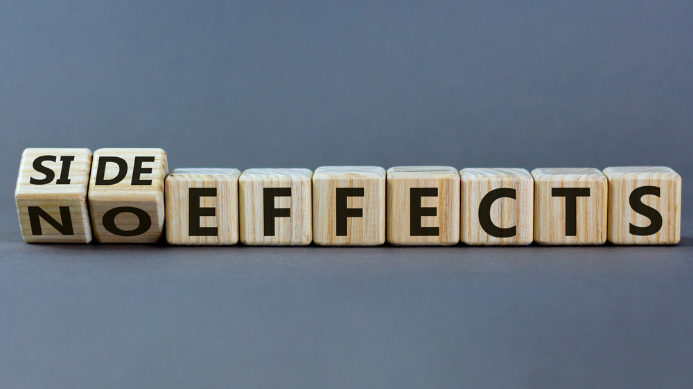 Wooden blocks spelling "No side effects"