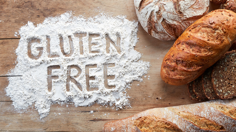 'Gluten free' written in flour