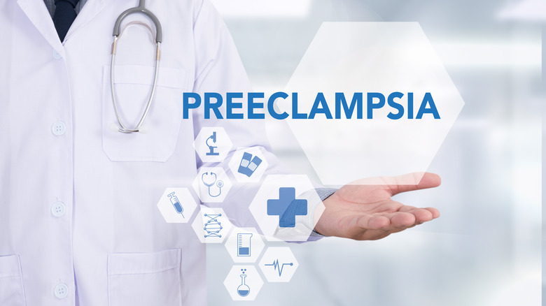 doctor with preeclampsia signage