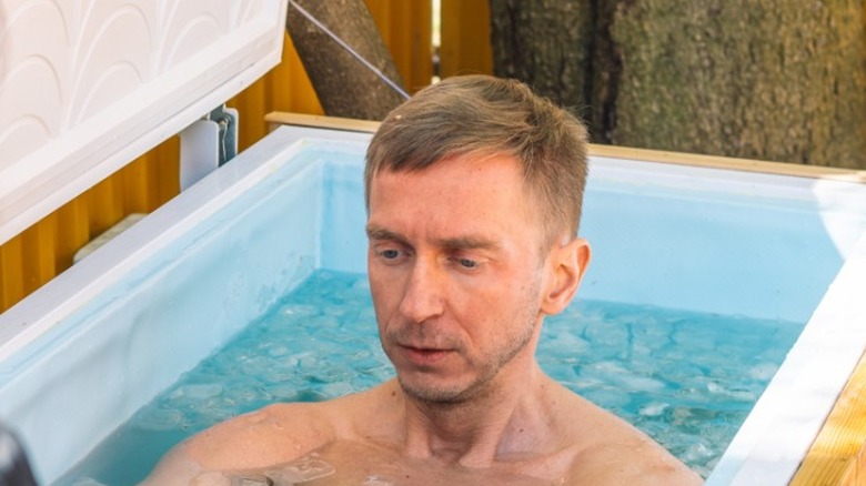 man in an ice bath