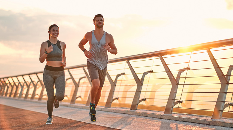 couple running outside