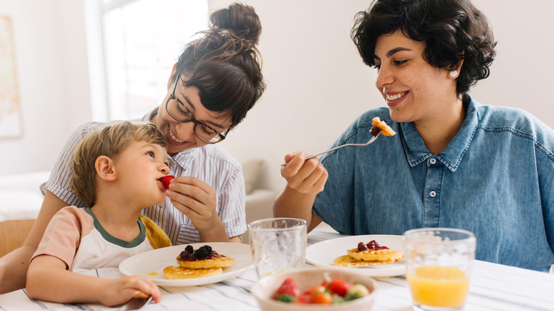 Family eating breakfast