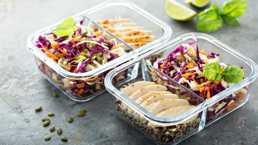 Meal prep with cabbage and chicken