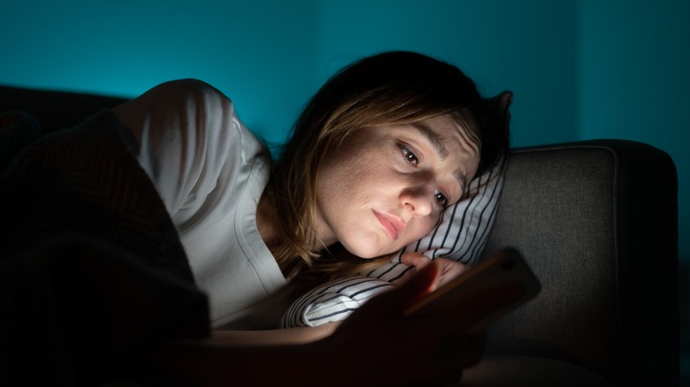 woman on phone late at night