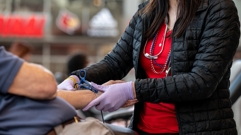 Man donating blood