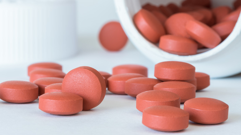 A bottle of ibuprofen tablets