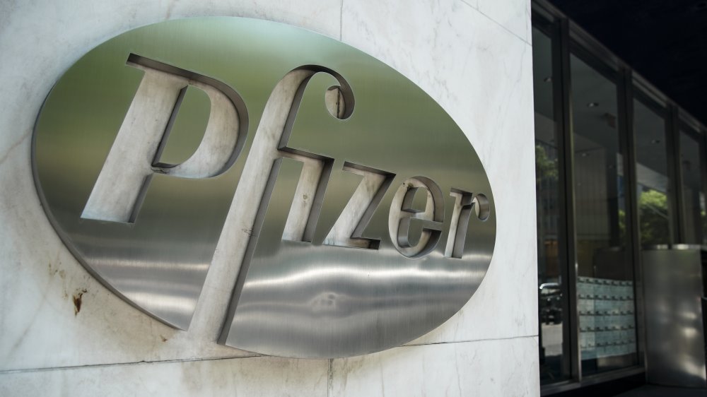 Pfizer sign on corporate headquarters
