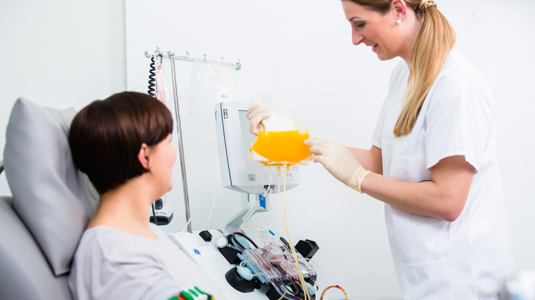 Patient undergoing plasma donation
