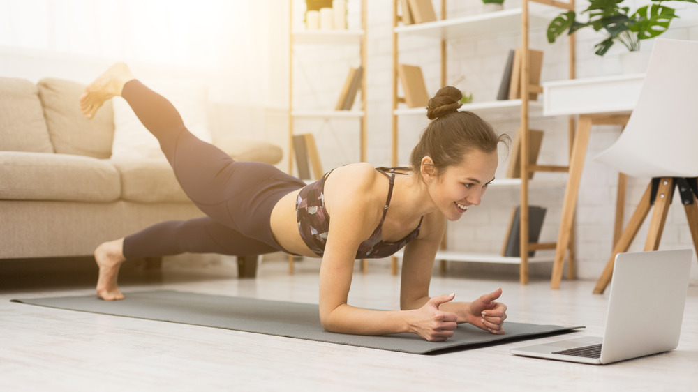 Woman doing Pilates workout