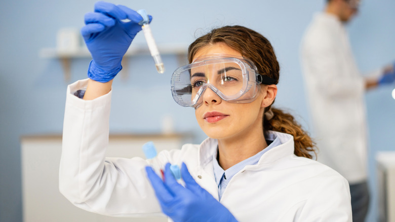 lab worker testing a sample
