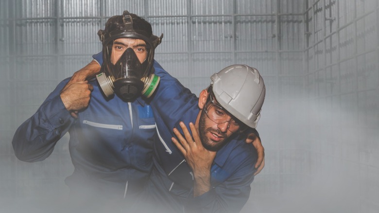 Man exposed to smoke saved by other man in respirator