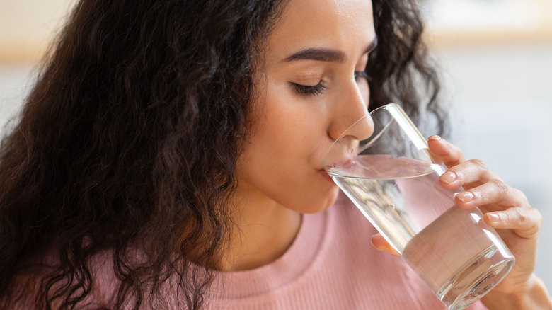 woman drinking water