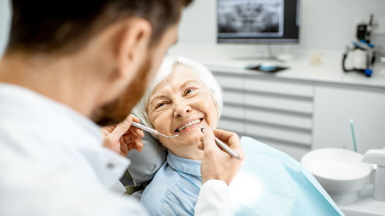 elderly woman at dentist