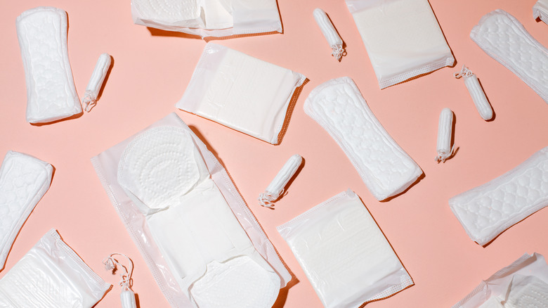 flat lay of pads and tampons