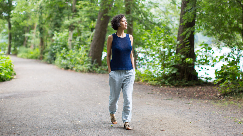 Woman walking by herself