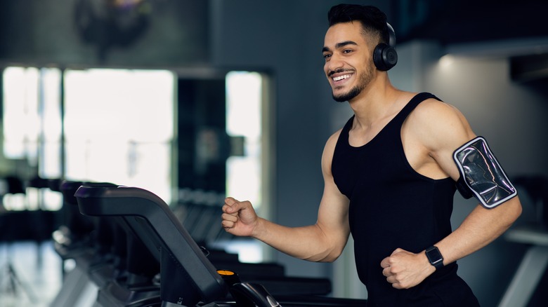 Man running on treadmill