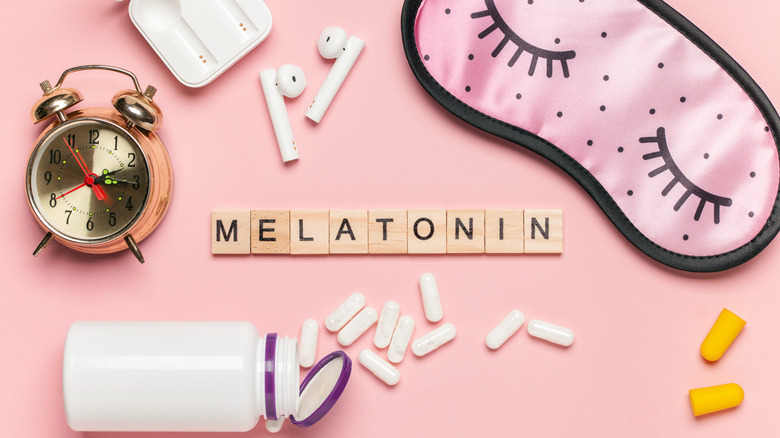 melatonin pills and sleep mask