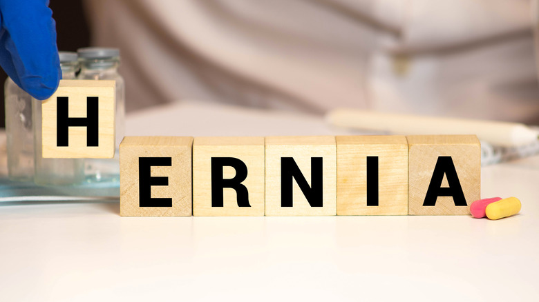 blocks spelling out word "hernia"