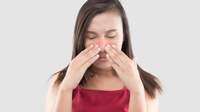 woman with sinus headache