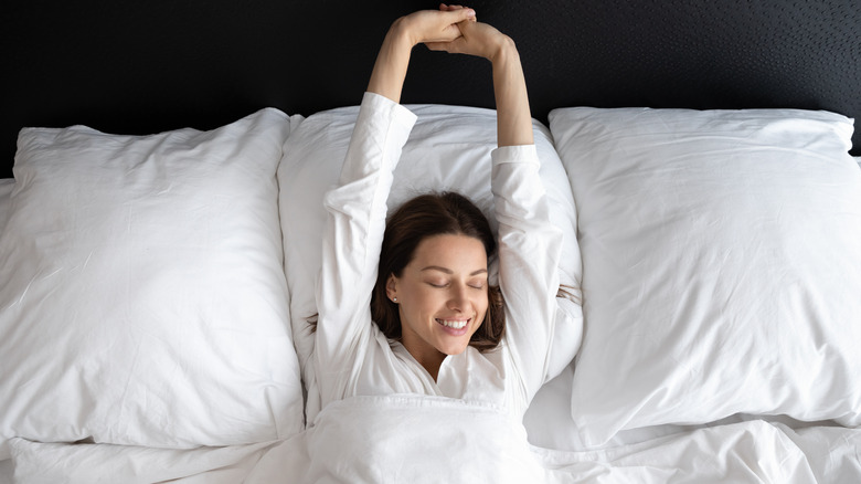 woman waking rested