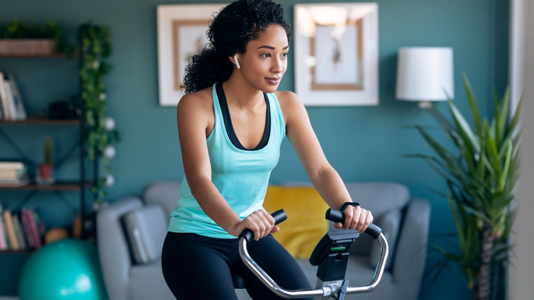 Woman on spin bike 