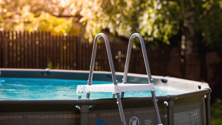 Above-ground pool in yard