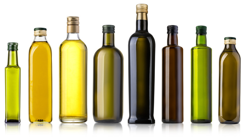 assortment of olive oil bottles