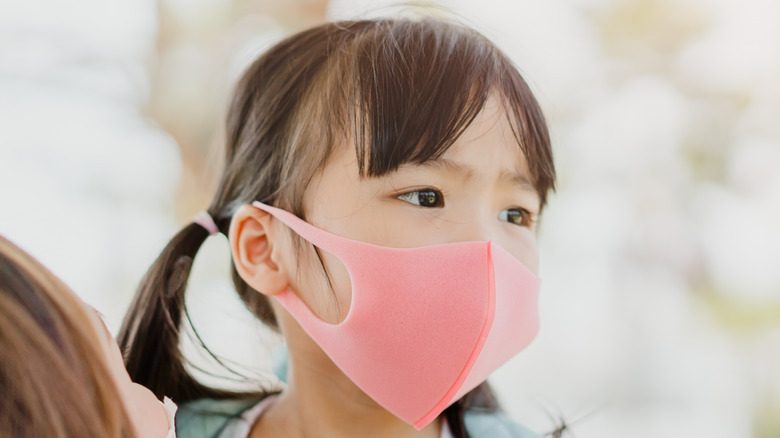 Child wearing a face mask