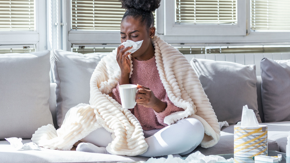 woman suffering with a cold