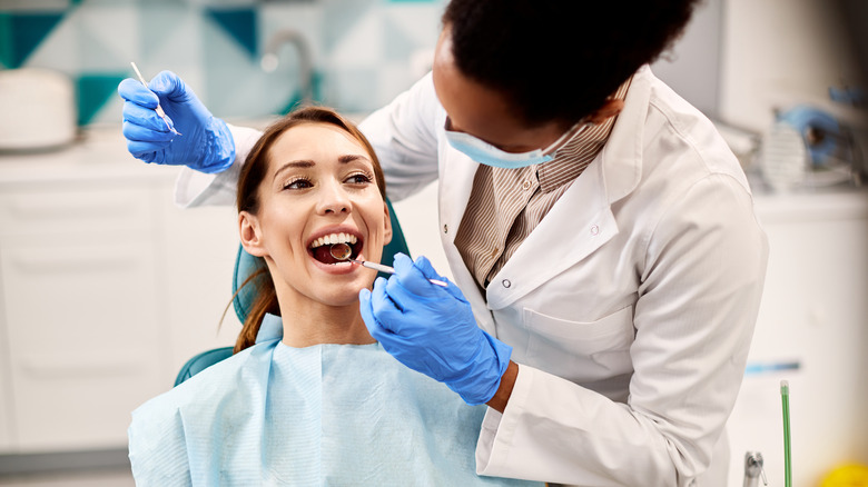 A woman at a dentist appointment