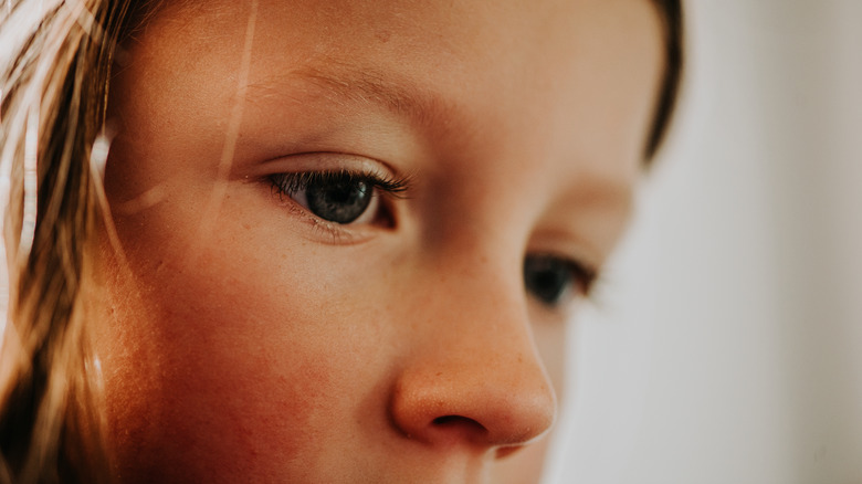 Close-up shot of a child's nose and eyes