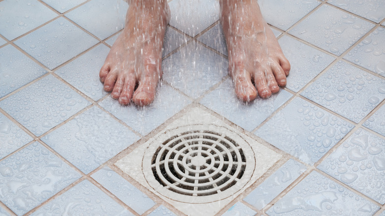 feet in the shower