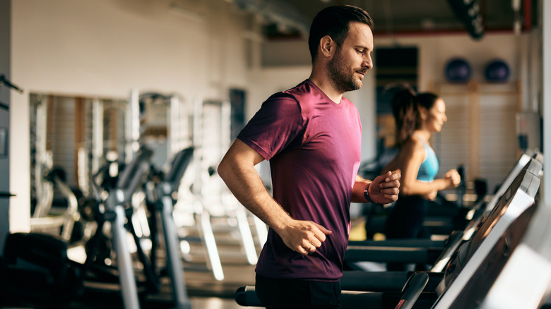 Man running on treadmill