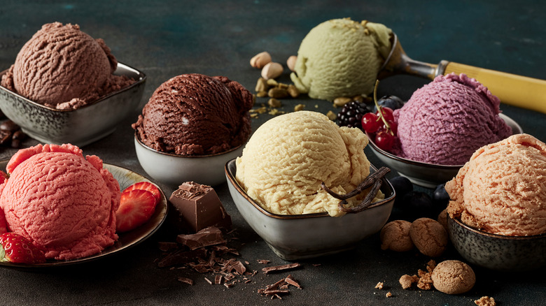 Bowls of colorful gelato