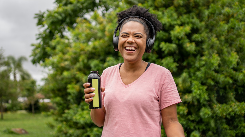 woman enjoying her walk in the park