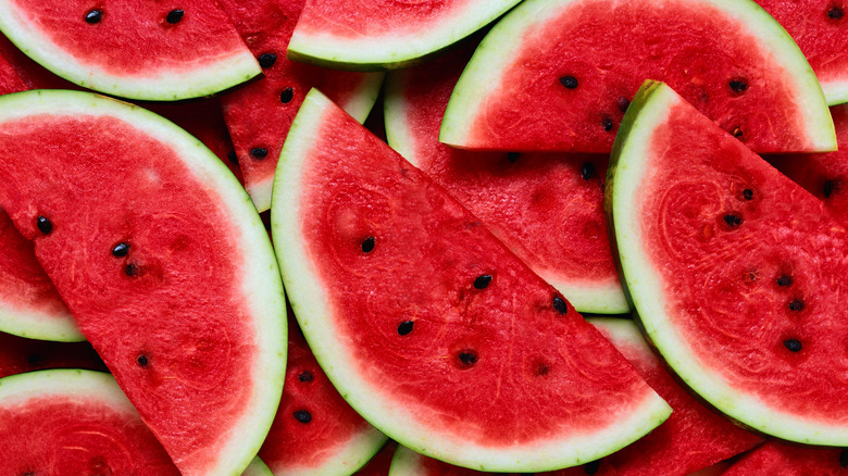 Watermelon slices with seeds