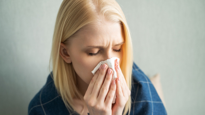 woman with runny nose