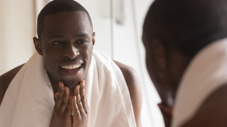 Man washing face