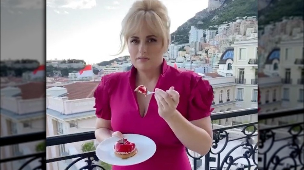 Rebel Wilson enjoying a piece of cake