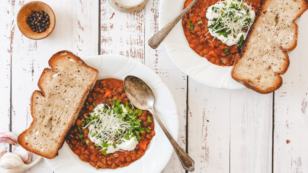 two bowls of soup