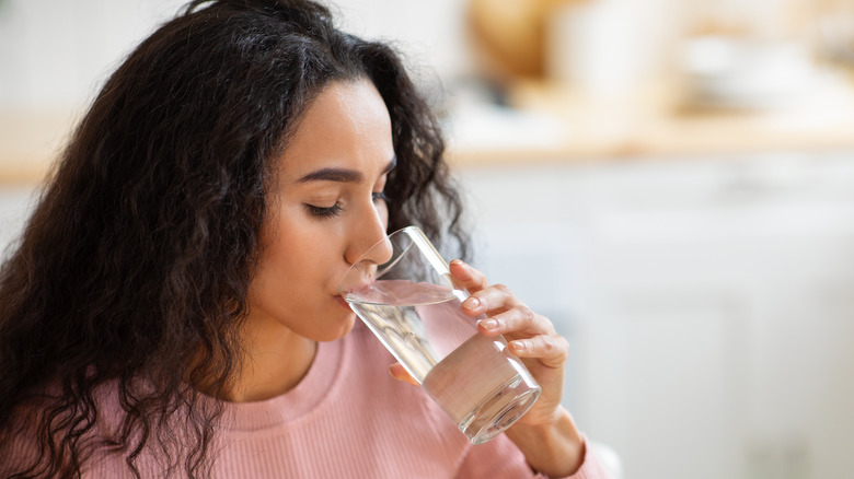 woman drinking water